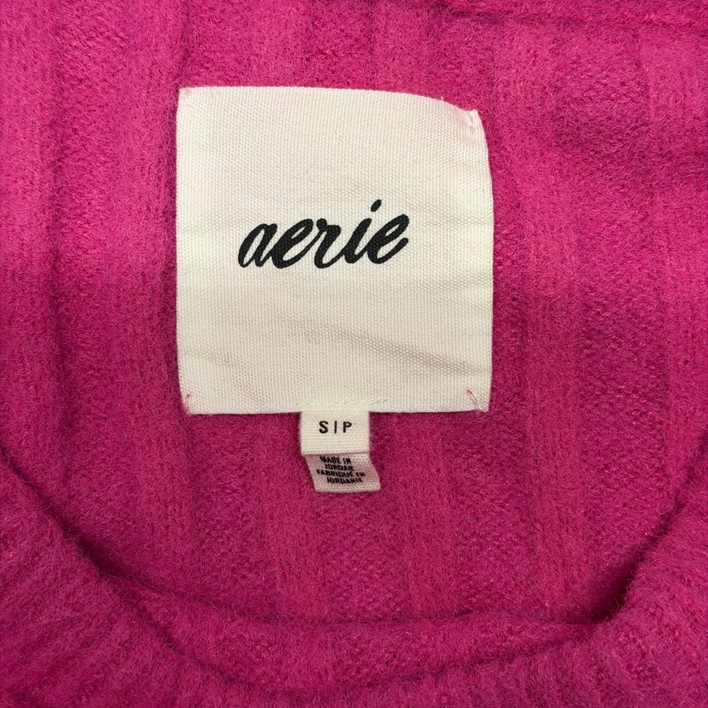 aerie Ribbed Crewneck Sweater in Bright‎ Pink Very Oversized - Picture 4 of 8